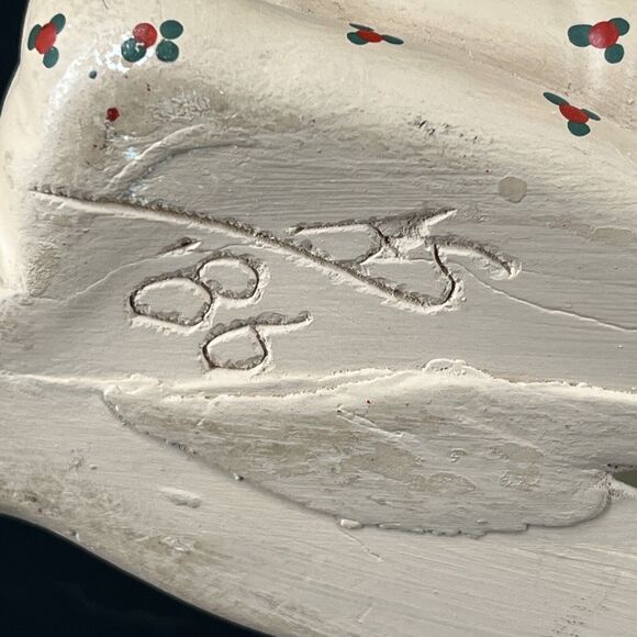 Vintage Kimple Mold Christmas Laying Quilted Hand Painted Ceramic Signed AS 1986 - Picture 7 of 12